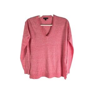 J. Crew Orange V-Neck Lightweight Sweater Merino Wool Linen blend Women size‎ XS